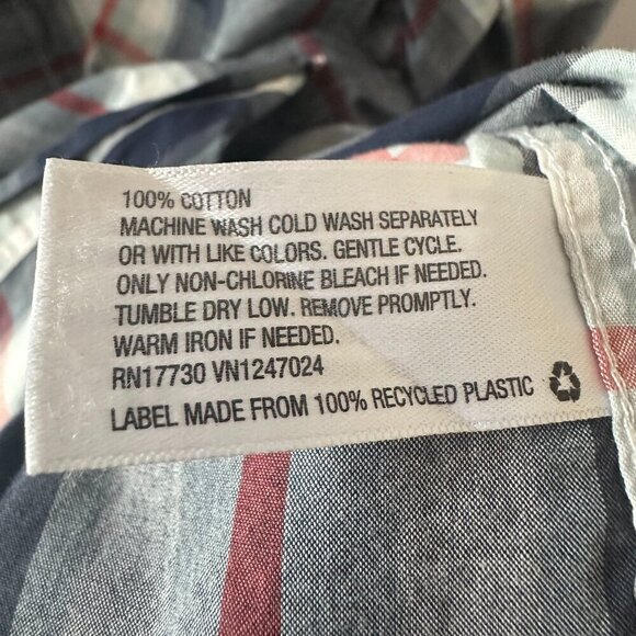 Red, White & Blue Merona XL Check Shirt  100% Cotton - Picture 11 of 11